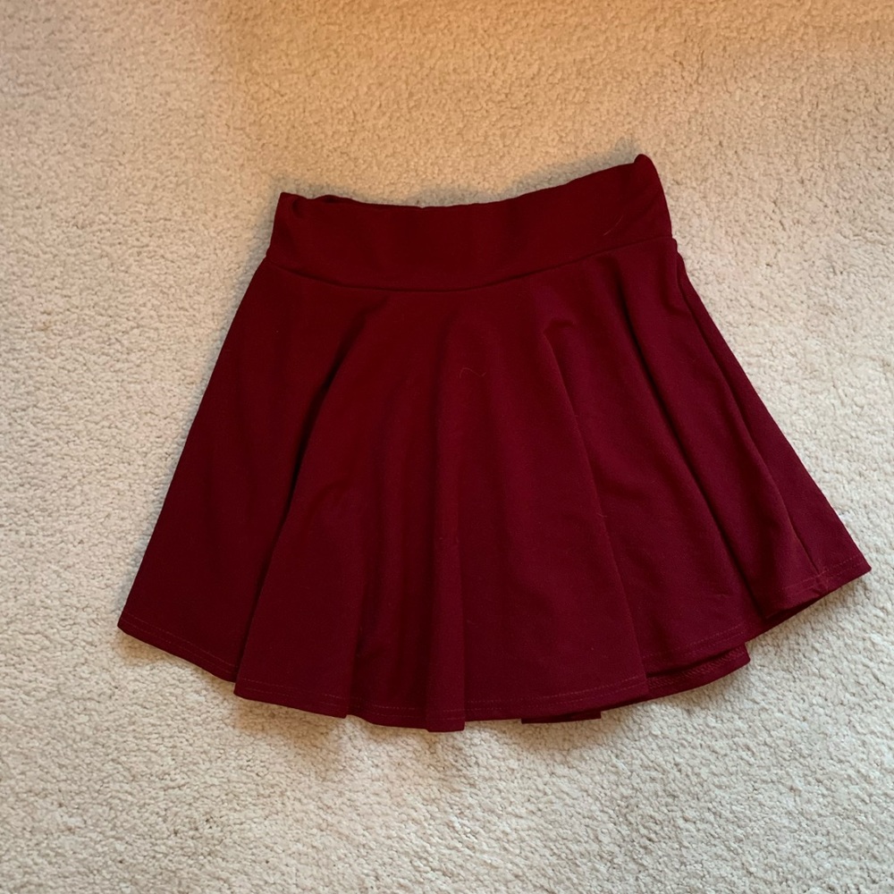 Maroon Circle Mini Skirt